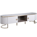 Тумба под телевизор белая овальная с мраморной столешницей Thoroughbass варинант исполнения - 1 | Loft Concept в Волгограде