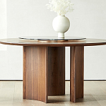 Стол обеденный круглый с двойной столешницей Walnut Wood Table варинант исполнения - 4 | Loft Concept в Волгограде