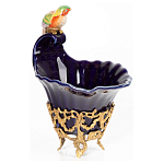 Чаша темно-синего цвета из фарфора с разноцветной птичкой Eden Garden porcelain and bronze варинант исполнения - 2 | Loft Concept в Волгограде