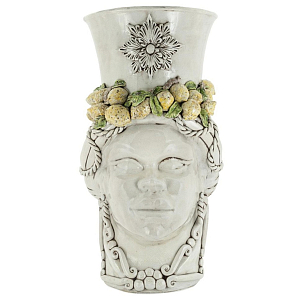 Ваза Vase Head Lady Giant Crakle Lemon