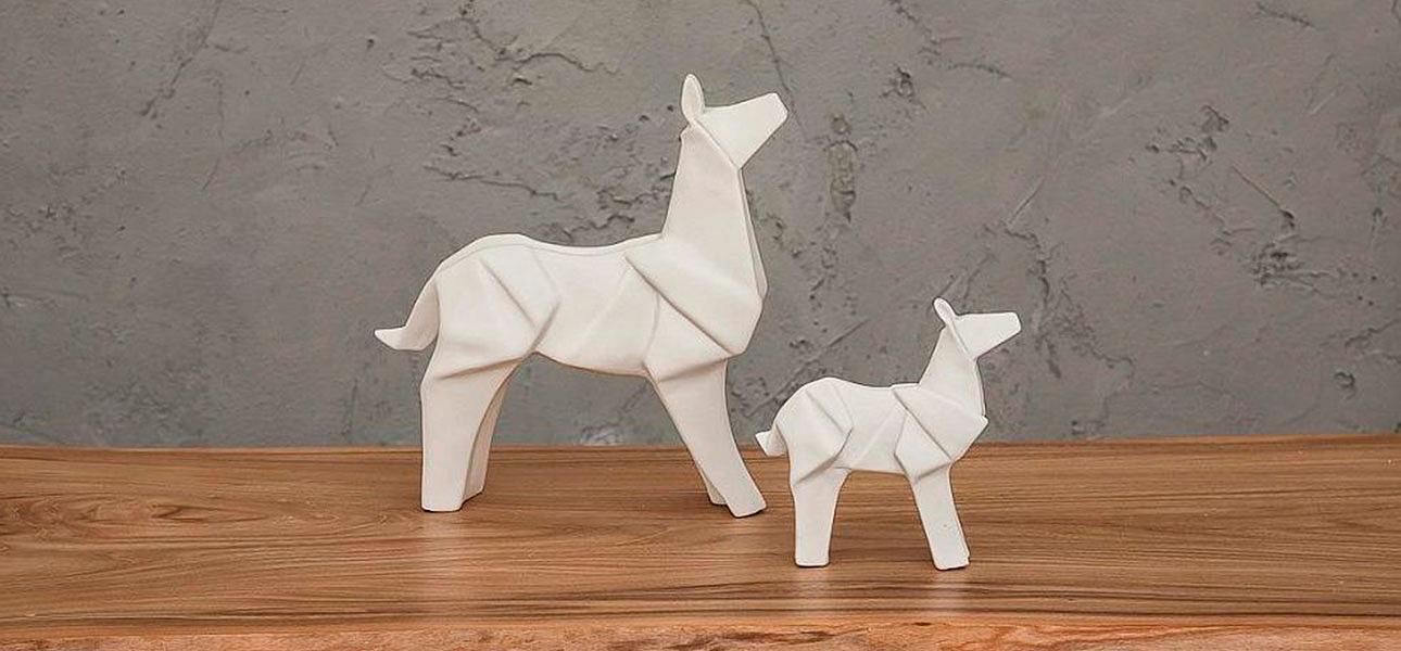 Фигурка в виде оригами керамическая белая собака White Dog Фигурка в виде оригами керамическая белая собака White Dog - Loft-Concept в Волгограде