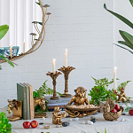 Подсвечник в форме пальмы с резными листьями и текстурным основанием Golden palm leaves варинант исполнения - 4 | Loft Concept в Волгограде