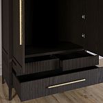 Шкаф платяной Primo с выдвижными ящиками шпон Темный орех варинант исполнения - 5 | Loft Concept в Волгограде