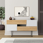 Комод c 2-мя белыми дверцами и 2-мя выдвижными ящиками цвета древесины EROS CONSOLE OAK WHITE варинант исполнения - 1 | Loft Concept в Волгограде