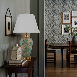 Настольная лампа бирюзовая с цветочным принтом Turquoise Flight варинант исполнения - 5 | Loft Concept в Волгограде