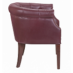 Кресло низкое из натуральной кожи на 4-х деревянных ножках из массива бука Chloe Leather Armchair vine варинант исполнения - 2 | Loft Concept в Волгограде