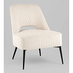 Кресло лаунж Бостон велюр рельефный молочный на черных ножках варинант исполнения - 1 | Loft Concept в Волгограде