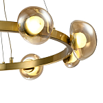 Люстра подвесная светодиодная с 9-ю круглыми плафонами коньячного цвета Iona Chandelier Brass  варинант исполнения - 3 | Loft Concept в Волгограде