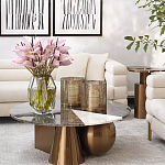 Дизайнерский журнальный стол с круглой столешницей на 3-х геометрических ножках Lehumod варинант исполнения - 3 | Loft Concept в Волгограде