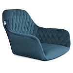 Барный стул со спинкой и подлокотниками на 4-х деревянных ножках Douglas Rhombus Синий Велюр варинант исполнения - 2 | Loft Concept в Волгограде