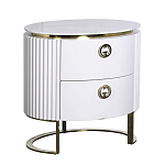 Тумбочка белая овальная с мраморной столешницей Thoroughbass варинант исполнения - 1 | Loft Concept в Волгограде