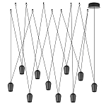 Подвесной светильник черными плафонами на длинных пересекающихся тросах Construction варинант исполнения - 7 | Loft Concept в Волгограде