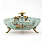 Блюдо из голубого фарфора с бронзовой птичкой Blue Garden варинант исполнения - 3 | Loft Concept в Волгограде