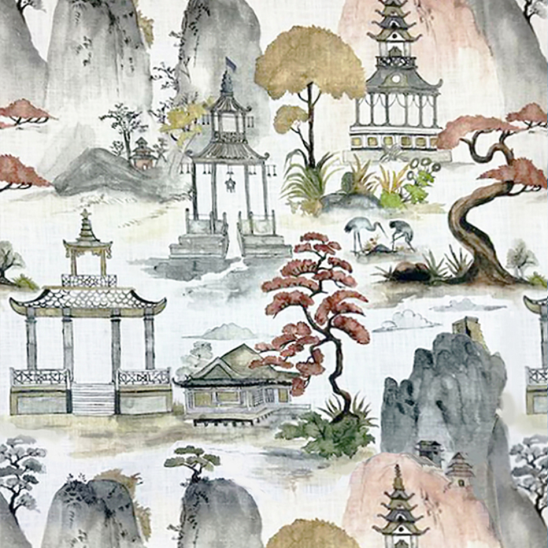 Ткань Japanese Landscape Beige Хлопок N 1186 Серо-бежевый в Волгограде | Loft Concept 
