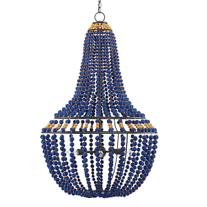 Люстра каплевидной формы декорированная синими и золотыми бусинами Blue Beads