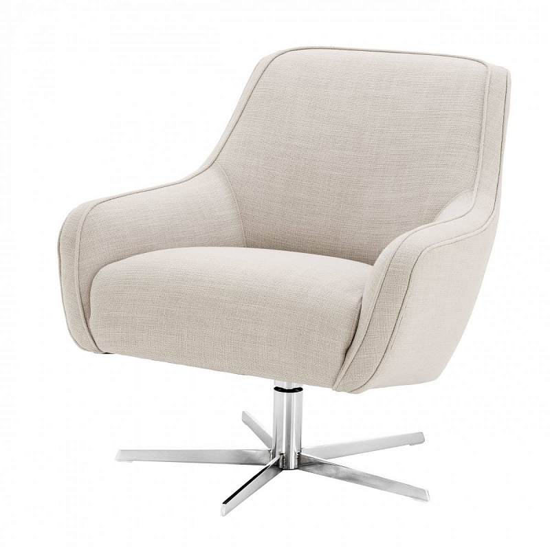 Кресло Eichholtz Swivel Chair Serena Natural Никель Молочный Кресло Eichholtz Swivel Chair Serena Natural Никель Молочный в Волгограде | Loft Concept