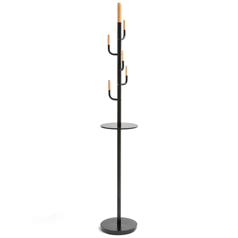 Напольная вешалка из металла и дерева Polly Floor Hanger Черный Древесина Напольная вешалка из металла и дерева Polly Floor Hanger Черный Древесина в Волгограде | Loft Concept