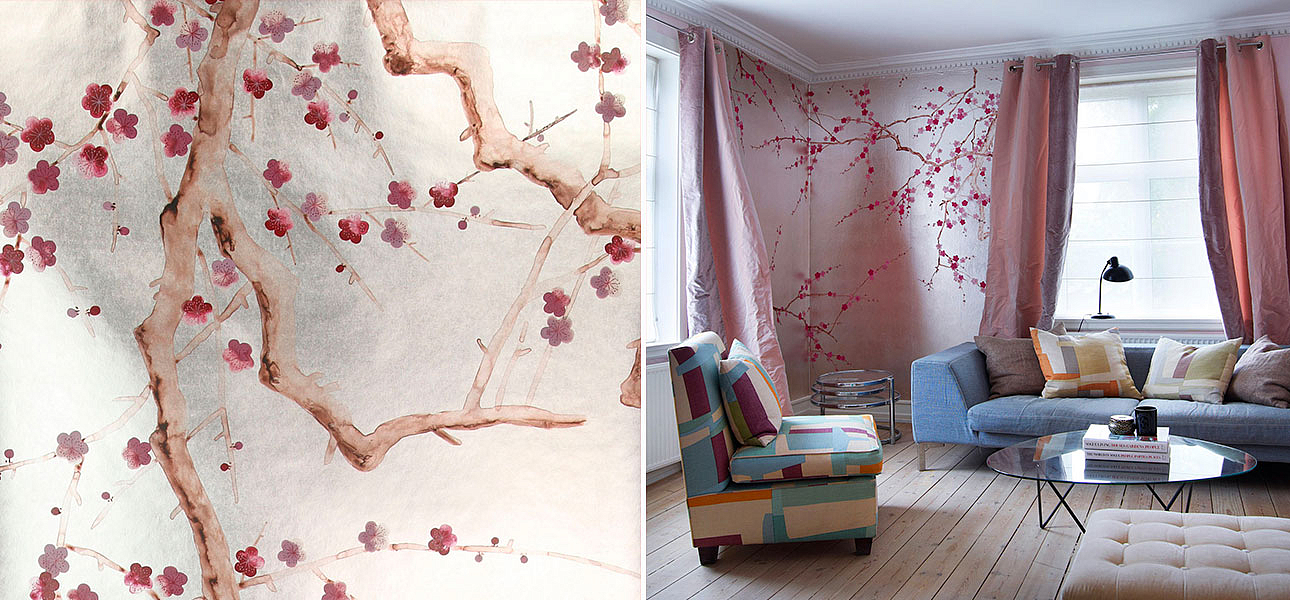 Обои ручная роспись Plum Blossom Blossom on Tarnished Silver gilded paper Обои ручная роспись Plum Blossom Blossom on Tarnished Silver gilded paper - Loft-Concept в Волгограде