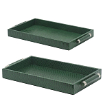 Комплект из двух прямоугольных подносов зеленого цвета Serpent варинант исполнения - 2 | Loft Concept в Волгограде