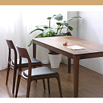 Стул деревянный с мягким сиденьем из черной натуральной кожи Moon Walnut Furniture варинант исполнения - 1 | Loft Concept в Волгограде