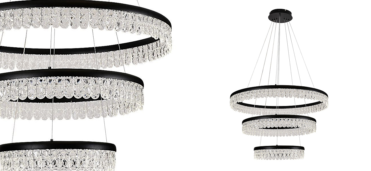 Светодиодная люстра из 3-х колец Pettico Black Светодиодная люстра из 3-х колец Pettico Black - Loft-Concept в Волгограде