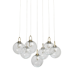 Люстра с 7-ю плафонами из прозрачного стекла в форме шара Orb Cascade  варинант исполнения - 1 | Loft Concept в Волгограде