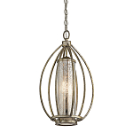 Подвесной светильник овальной формы с цилиндрическим плафоном в цвете сусальное серебро Kichler варинант исполнения - 1 | Loft Concept в Волгограде