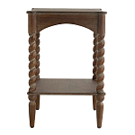 Приставной столик деревянный с резными ножками и нижней полкой Vintage Side Table Brown Wood варинант исполнения - 3 | Loft Concept в Волгограде