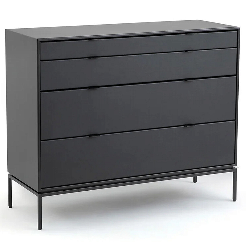 Комод из металла и кожи Guarin Chest of Drawers Черный Черный матовый Комод из металла и кожи Guarin Chest of Drawers Черный Черный матовый в Волгограде | Loft Concept