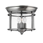 Потолочный светильник в форме фонаря с прозрачным цилиндрическим плафоном и тремя лампами в форме свечей Hinkley варинант исполнения - 1 | Loft Concept в Волгограде