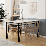 Стол обеденный с прямоугольной столешницей пыльного белого цвета на 4-х металлических ножках PAL ANCIENT WHITE варинант исполнения - 3 | Loft Concept в Волгограде