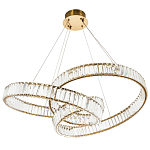 Подвесная люстра в виде изогнутых колец с хрустальным декором Ring Horizontal Oculus Gold Light Chandelier варинант исполнения - 3 | Loft Concept в Волгограде