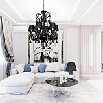 Люстра подвесная с плиссированными абажурами и множеством подвесок черного цвета Диаметр 62 см Lustre Reverie варинант исполнения - 4 | Loft Concept в Волгограде