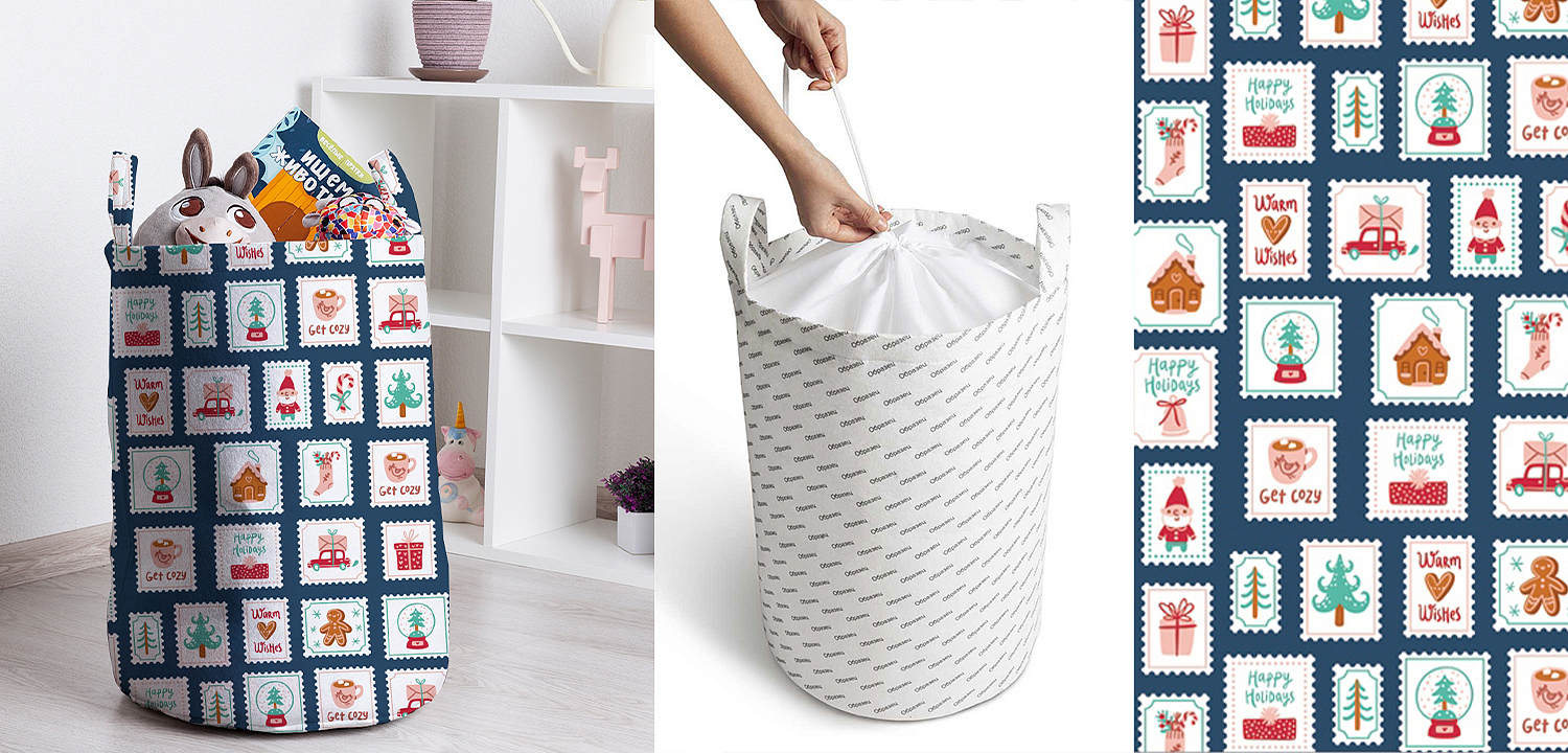 Корзина New Year Postage Stamps Basket Корзина New Year Postage Stamps Basket - Loft-Concept в Волгограде