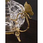 Конфетница из прозрачного рельефного стекла с ручками в виде стрекоз и фигуркой лебедя Eden Garden варинант исполнения - 4 | Loft Concept в Волгограде