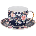 Чайный сервиз из фарфора синий на 6 персон 14 предметов Flower Porcelain Collection варинант исполнения - 2 | Loft Concept в Волгограде