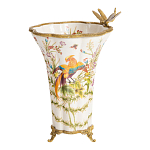 Ваза из фарфора с бронзовой стрекозой  Paradise Dragonfly варинант исполнения - 6 | Loft Concept в Волгограде