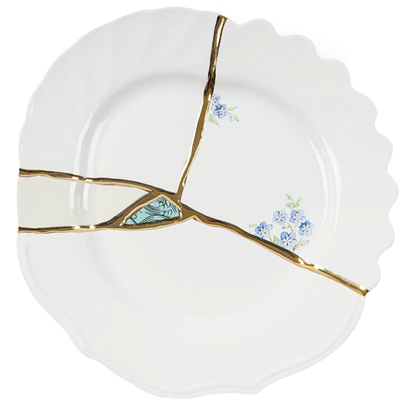 Десертная тарелка Seletti Kintsugi Белый Золотой Десертная тарелка Seletti Kintsugi Белый Золотой в Волгограде | Loft Concept
