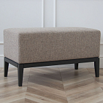 Банкетка из массива бука с бежевой обивкой из рогожки на 4-х ножках черного цвета Fjord варинант исполнения - 2 | Loft Concept в Волгограде