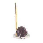 Часы настольные с шариковой металлической ручкой из натурального камня Stone Clock варинант исполнения - 3 | Loft Concept в Волгограде