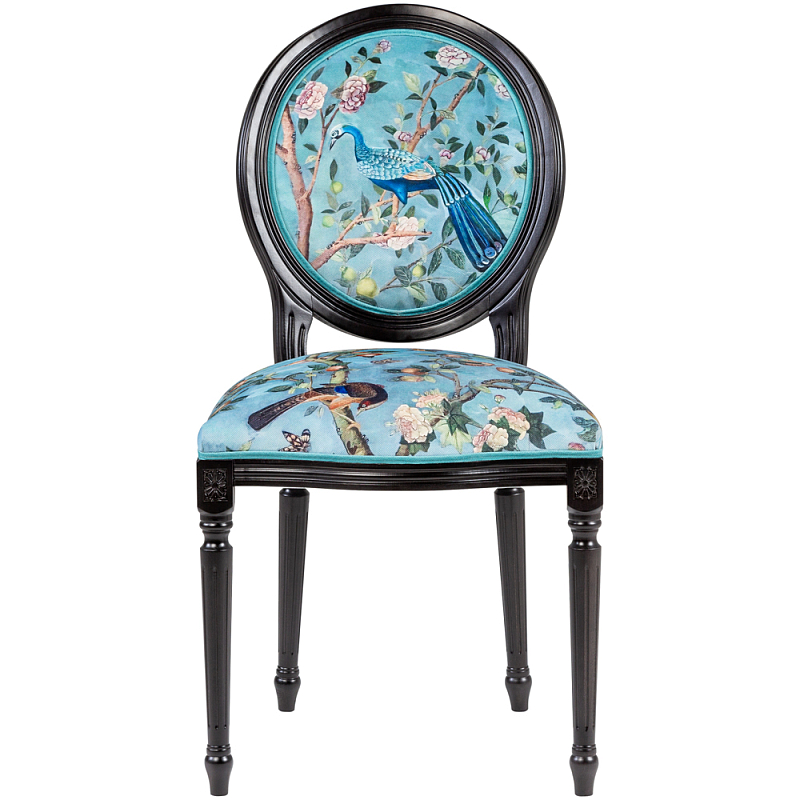 Стул из массива бука бирюзовый с изображением птиц в саду Turquoise Chinoiserie Bird Chair Бирюзовый Мульти Черный Стул из массива бука бирюзовый с изображением птиц в саду Turquoise Chinoiserie Bird Chair Бирюзовый Мульти Черный в Волгограде | Loft Concept