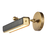 Светильник для картин цвет винтажная латунь с прямоугольным плафоном из кожи черного цвета Alora варинант исполнения - 4 | Loft Concept в Волгограде