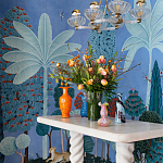 Обои ручная роспись Malwa Special Colourway on blue painted Xuan paper варинант исполнения - 1 | Loft Concept в Волгограде