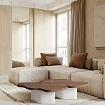 Дизайнерский журнальный стол с фигурной столешницей на белом основании Holarisex варинант исполнения - 1 | Loft Concept в Волгограде