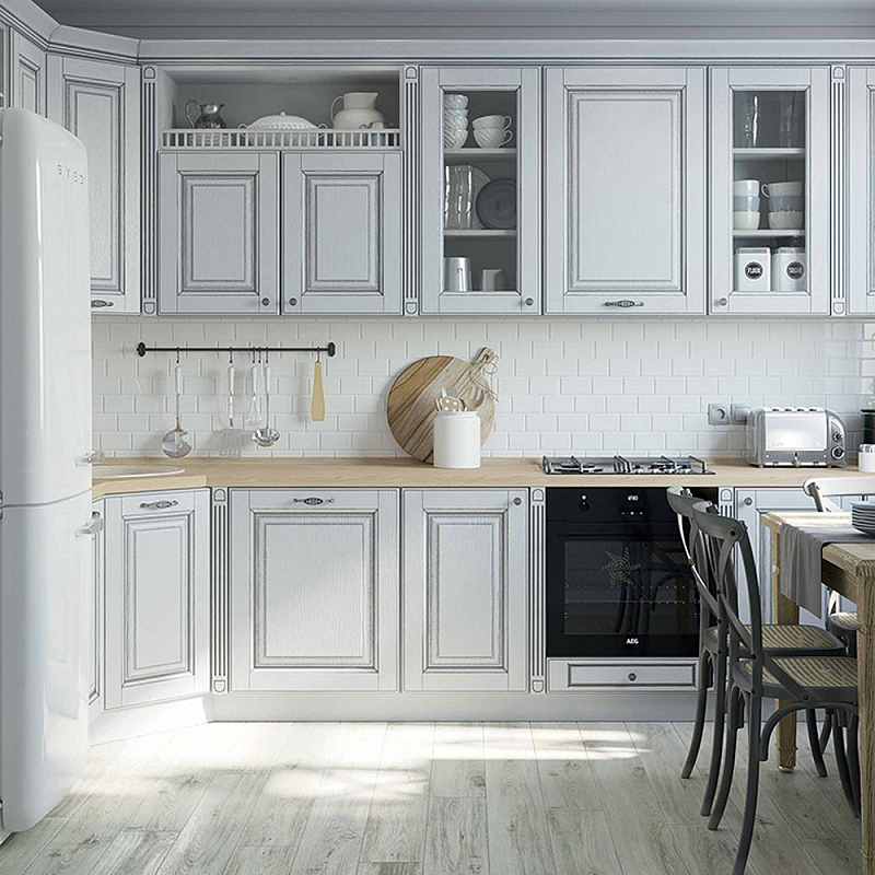 Угловая кухня в стиле Прованс из массива дерева Colombe Provence Kitchen Set Белый Ясень Угловая кухня в стиле Прованс из массива дерева Colombe Provence Kitchen Set Белый Ясень в Волгограде | Loft Concept