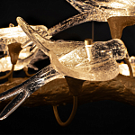 Люстра подвесная с прозрачными стеклянными птичками на ветвях Диаметр 80 см Serip Voa варинант исполнения - 10 | Loft Concept в Волгограде