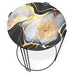 Стол журнальный круглый со столешницей из стекла Gold and Black Marble варинант исполнения - 2 | Loft Concept в Волгограде