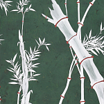 Обои ручная роспись Bamboo Argent on Edo Green painted silk варинант исполнения - 2 | Loft Concept в Волгограде