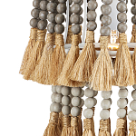 Подвесной светильник двухъярусный с декором из круглых деревянных бусин с кисточками Gray Brown Wooden Beads Chandelier варинант исполнения - 1 | Loft Concept в Волгограде