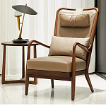 Кресло c каркасом из массива дерева и с мягким подголовником Walnut Armchair варинант исполнения - 1 | Loft Concept в Волгограде